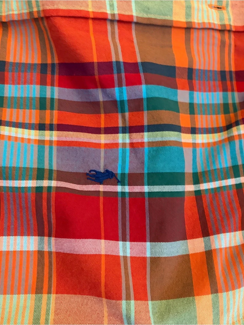Ralph Lauren Men’s Orange Multi-Color Plaid Button-Up Shirt